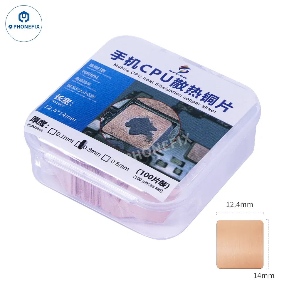 Color: Blue - 0.1/0.3/0.5mm 100pcs Thin Pad Mobile Phone CPU Heat Sink Copper Sheet Thermal Conductive Pad for Motherboard Heating Dissipation