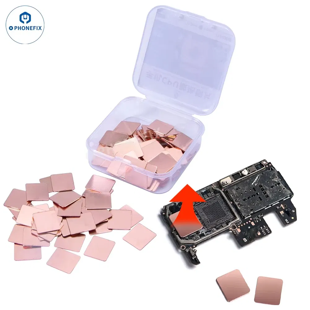 Color: Blue - 0.1/0.3/0.5mm 100pcs Thin Pad Mobile Phone CPU Heat Sink Copper Sheet Thermal Conductive Pad for Motherboard Heating Dissipation