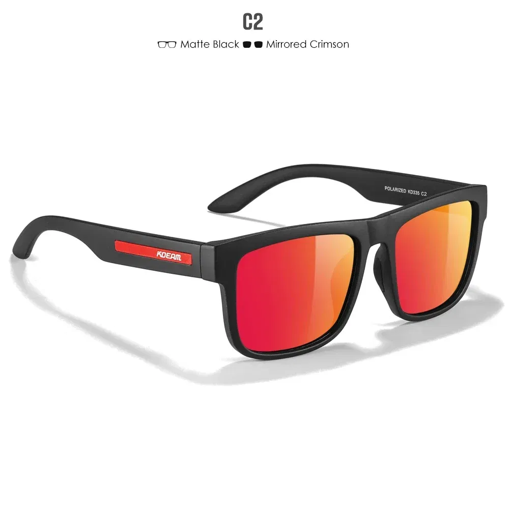 Lenses Color: Red, Frame Color: black - 2024 KDEAM New Polarized Sunglasses For Men White Frame UV400 Protection Lens Black Driving Sun Glasses Fishing Eyewear