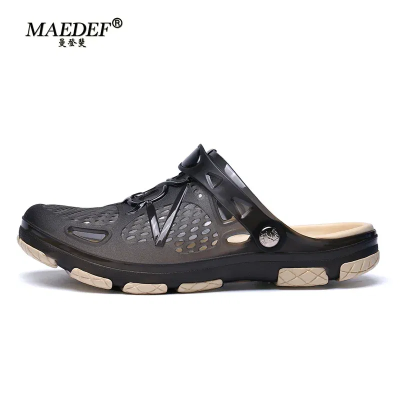 Color: Blue, Shoe Size: 45 - MAEDEF Fashion Men Slippers Summer Waterproof Beach Slippers Hot Sale Casual House Bathroom Slides Non Slip Outdoor Men's Shoes