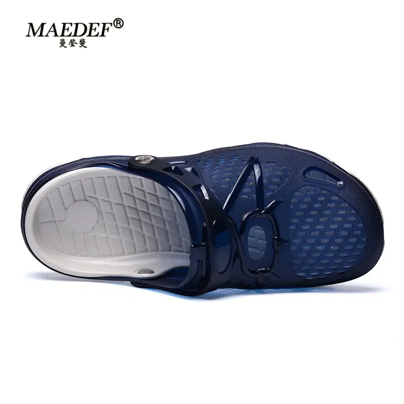 Color: Blue, Shoe Size: 45 - MAEDEF Fashion Men Slippers Summer Waterproof Beach Slippers Hot Sale Casual House Bathroom Slides Non Slip Outdoor Men's Shoes