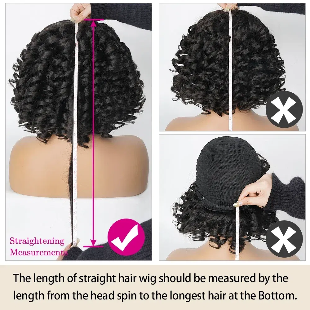 Hair Color: LYD1B/99J, Ships From: CHINA, Stretched Length: 18inches, Density: 150% - Afro Rose Curly Funmi Wigs with Bang Short Bouncy Curly Bob Wig With Bangs Machine Made Rose Curl Human Hair Wig For Black Women