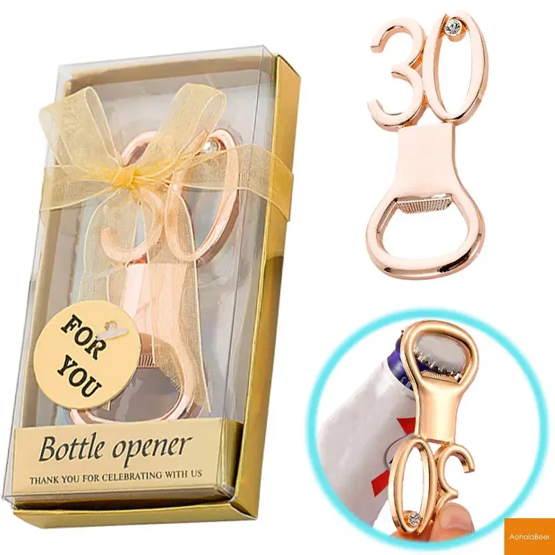 1pc 30th Anniversary Party Gifts Beer Bottle Opener Tools Gadgets Golden Funny Bottle Openers Alloy Kitchen Tools Accessories