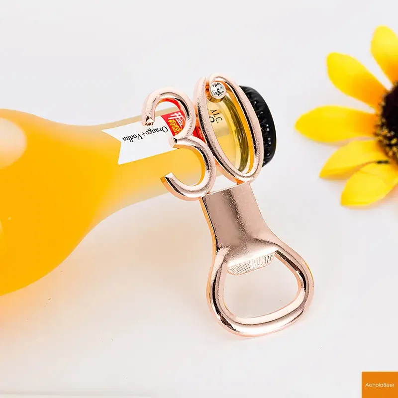 1pc 30th Anniversary Party Gifts Beer Bottle Opener Tools Gadgets Golden Funny Bottle Openers Alloy Kitchen Tools Accessories