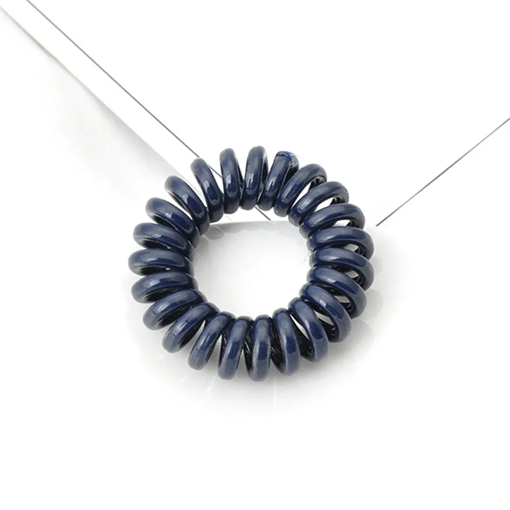 Color: Navy Blue?€ AE existing skus?‰ - High Elasticity Telephone Coil Hairbands Women Spiral Hair Ties Girl Hair Ring Rope Solid Color Hair Accessories Ponytail Holder