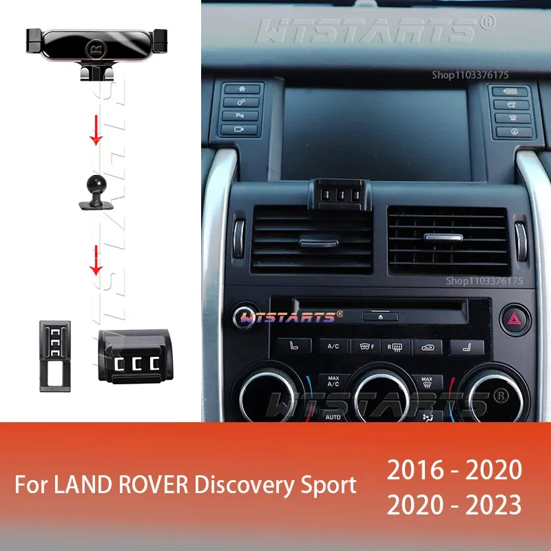 Color Name: black - For Land Rover Discovery Sport 2016-2023 Adjustable Car Phone Holder Mobile Mount Gravity GPS Rotatable Navigation  Bracket