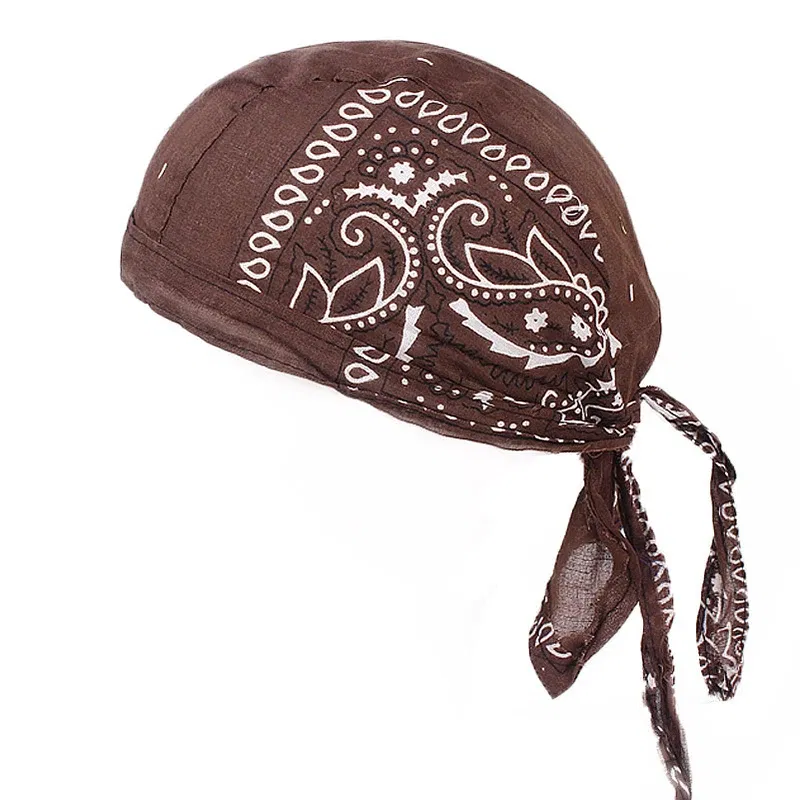 Color: Orange - Cotton Cycling Pirate Bandana Men Women Headwraps Bike Headband Headcloth Sweat Wicking Beanie Hip-hop Turban Head Scarf
