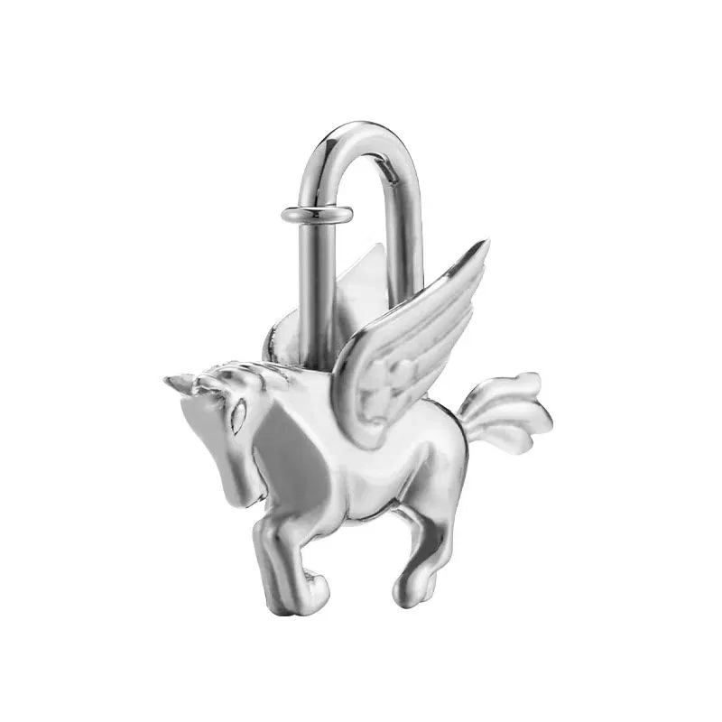 Color: Bronze - Bag Pendant For Birkin Kelly Bag Pegasus Lock Charm All-steel Animal Metal Lock Bag Pendant High-end Charm Necklace