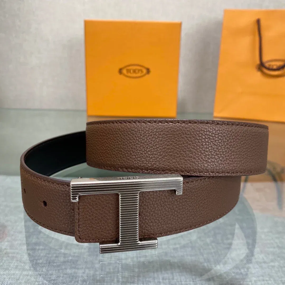 Color: Orange, Belt Length: 110cm - New Style Leather Belt for Men and Women, Classic Cowhide T Buckle Design Belt, Light Luxury, Classic and Versatile Gift