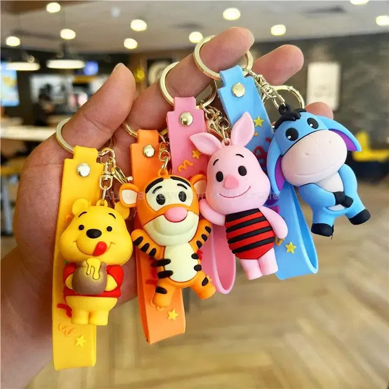 Color: Gold - Wholesale Anime Disney Keychain Mickey Mouse Minnie Lilo & Stitch Cartoon Keyring Kawaii Key Chain Car Pendant Kids Toys Gifts