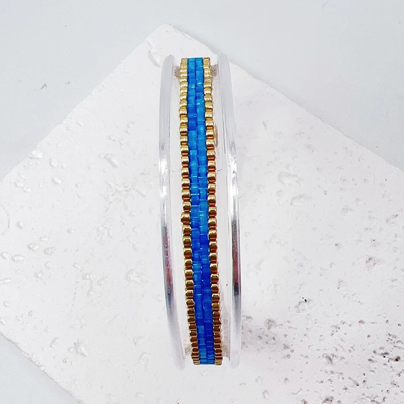 Metal Color: Dark Gold, Length: 16cm - BLUESTAR Bohemia Multilayer Weave Bracelets For Women Miyuki Beads Adjustable Stainless Steel Chain Bracelet Charm Jewelry Gift