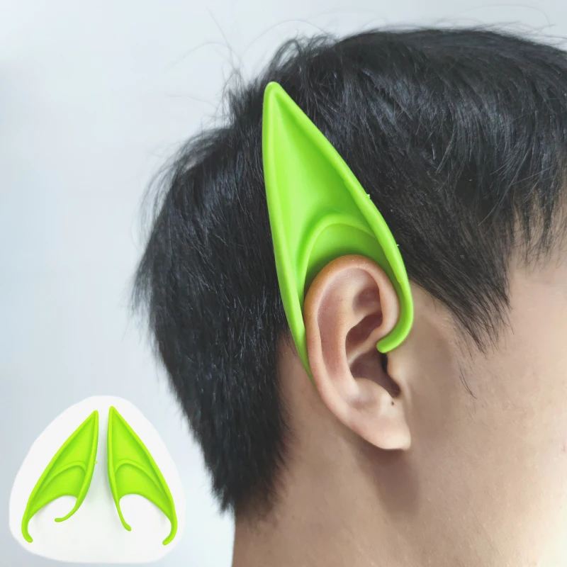 Color: light yellow - 1Pairs Cosplay Latex Fairy Angel Elf Ears Halloween Masquerade Party Costumes Halloween Party Decoration Supplies Photo Props