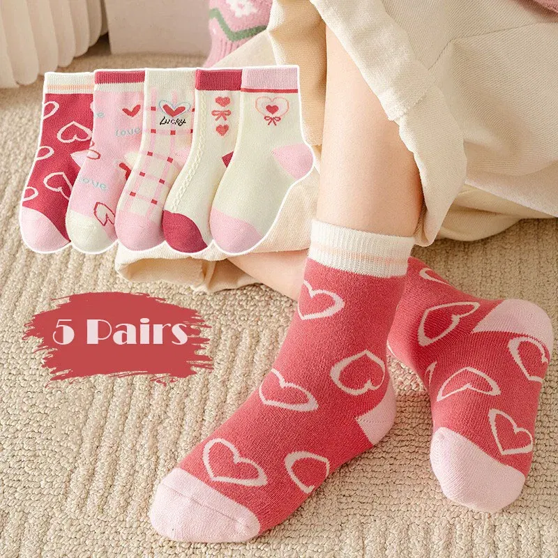 Color: Brown, Size: 7-9T - 1-14T Kids' Socks Spring Autumn Cotton Socks 5 Pairs/lot Soft Cotton Socks Calf Socks Little Big Boys Crew Sock