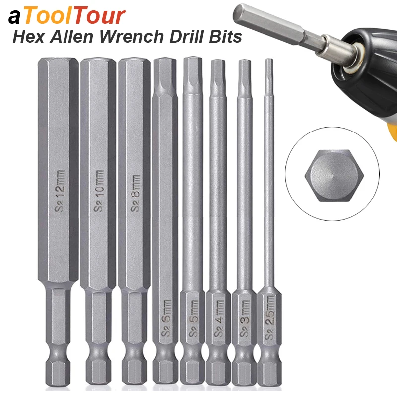 Color: SKY BLUE - Hex Allen Wrench Bit Set Metric Imperial SAE Screwdriver Electric Power Drill Adapter Driver Key Socket Security Magnetic Tip