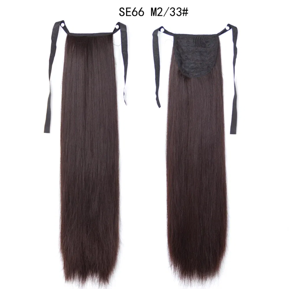 Color: P4/24 - LINWAN Synthetic Long Straight Wrap Around Clip In Ponytail Hair Extension Heat Reistan Pony Tail Fake Hair