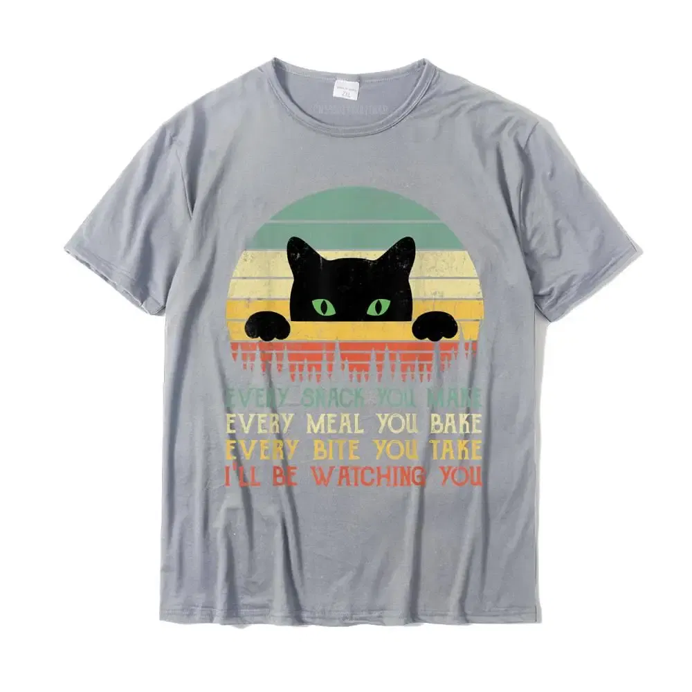 Color: GRAY, Size: XL - Every Snack You Make Cat Funny Cat Mom Cat Mama Cat Dad T-Shirt Cotton T Shirts For Men Custom T Shirt Rife Printed