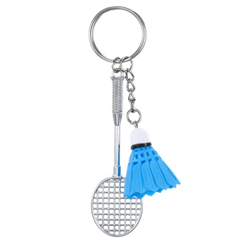 Color: Yellow - Fashion Mini Creative Metal Badminton Racket Keychain Diy Sporting Goods Handmade Accessories