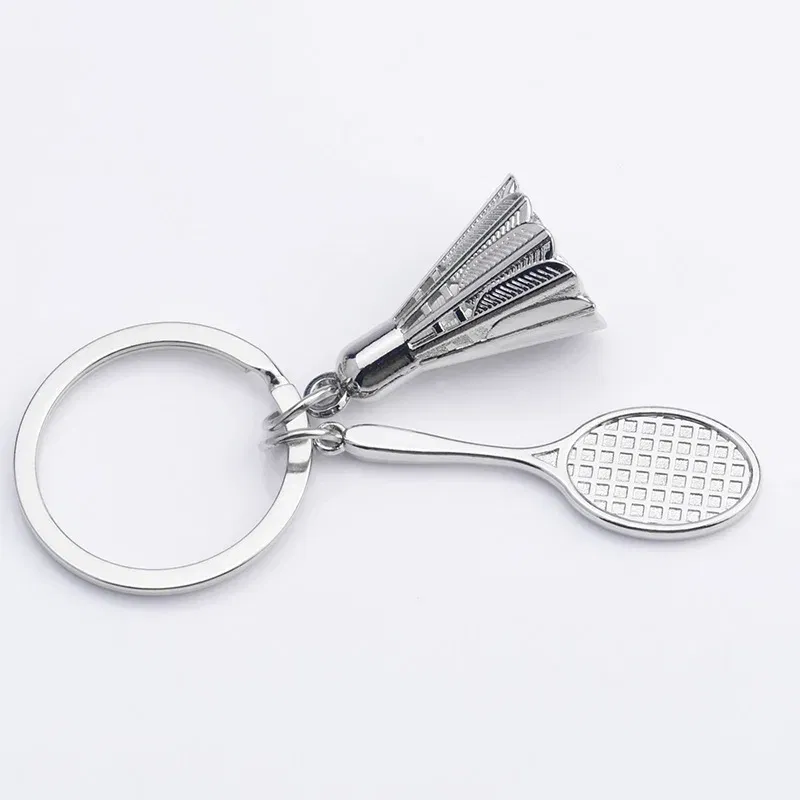 Color: Yellow - Fashion Mini Creative Metal Badminton Racket Keychain Diy Sporting Goods Handmade Accessories