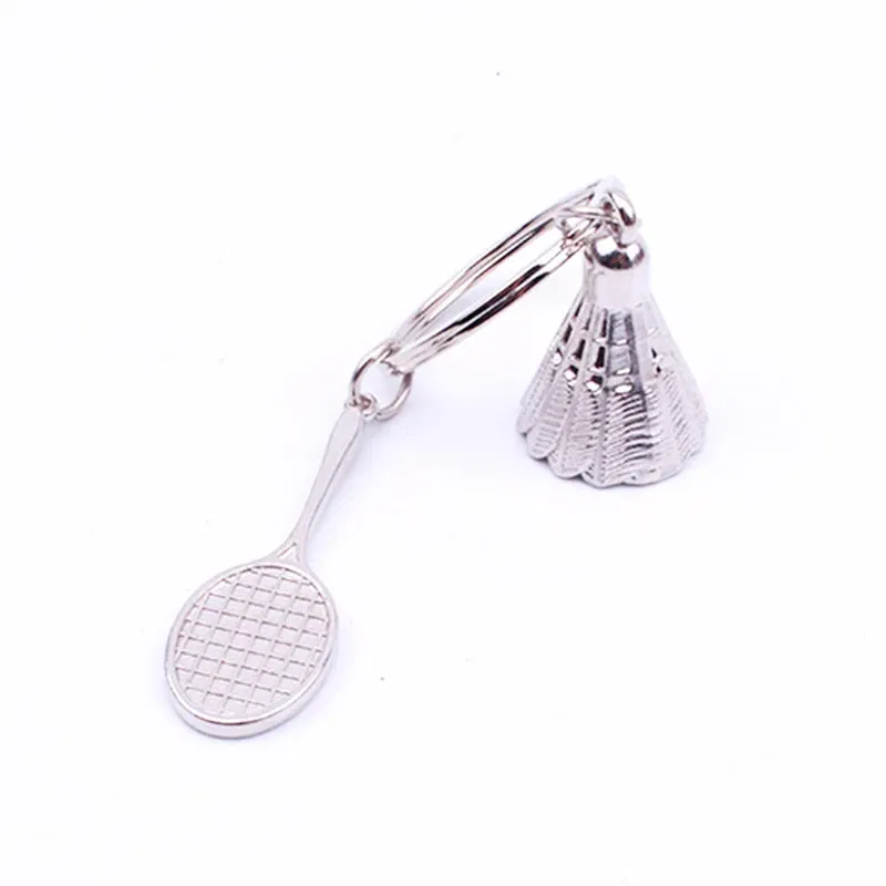 Color: Yellow - Fashion Mini Creative Metal Badminton Racket Keychain Diy Sporting Goods Handmade Accessories