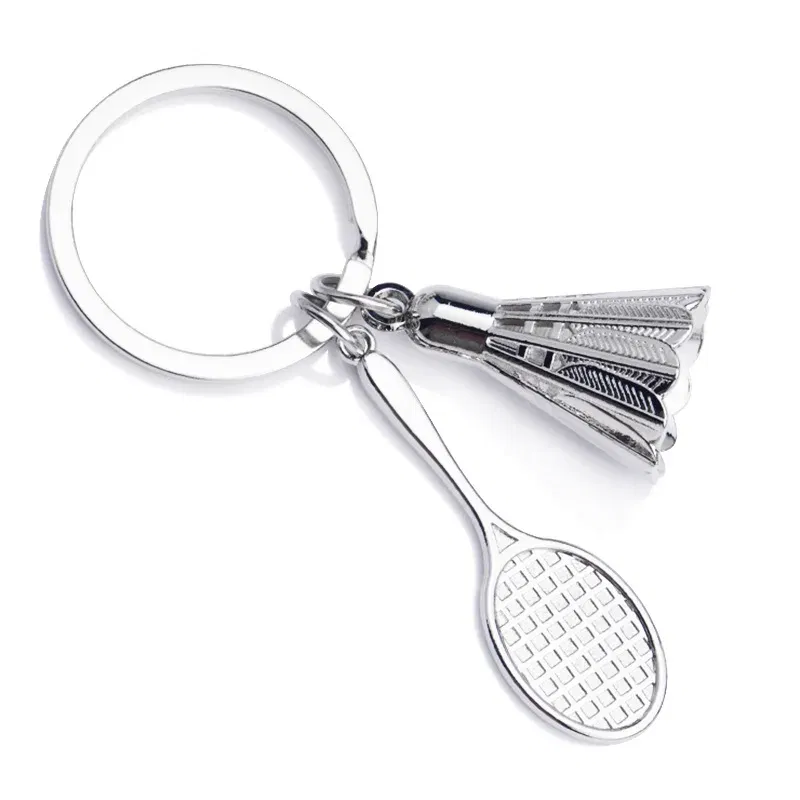 Color: Yellow - Fashion Mini Creative Metal Badminton Racket Keychain Diy Sporting Goods Handmade Accessories