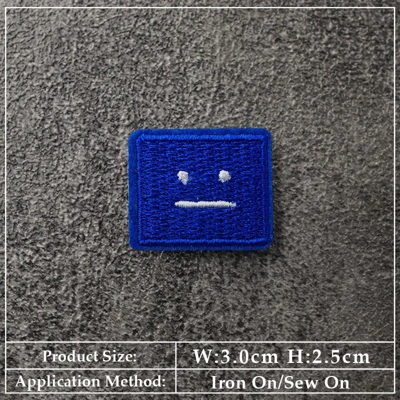 Color: NICKEL - Square Expression Embroidered Applique Patches Fabric Garment Apparel Clothing Accessories Embroidery Badges Pink Black White