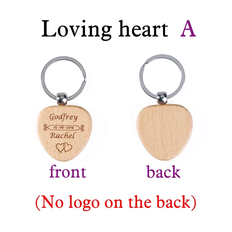 Color: Blue - 2024 Custom Logo Blank Round Rectangle Wooden Key Chain DIY Promotion Wood Keychains Wedding Gift
