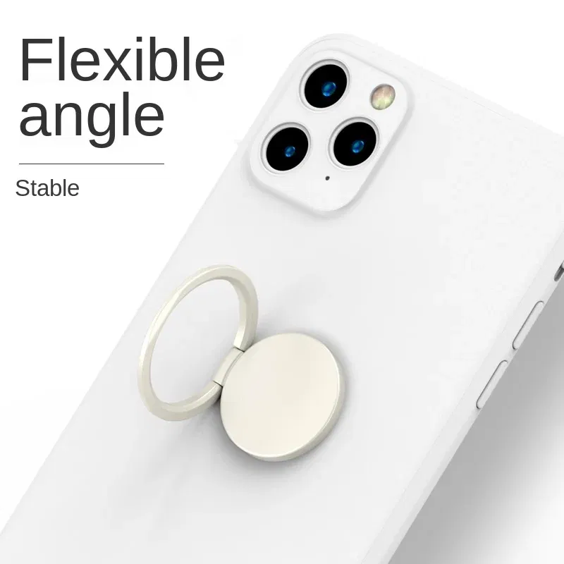 Color: Pink - Metal 360 Degree Rotation Mobile Phone Holder Holder Stand Ring Buckle Creative Gift Universal Lazy Car Holder Round Liquid New