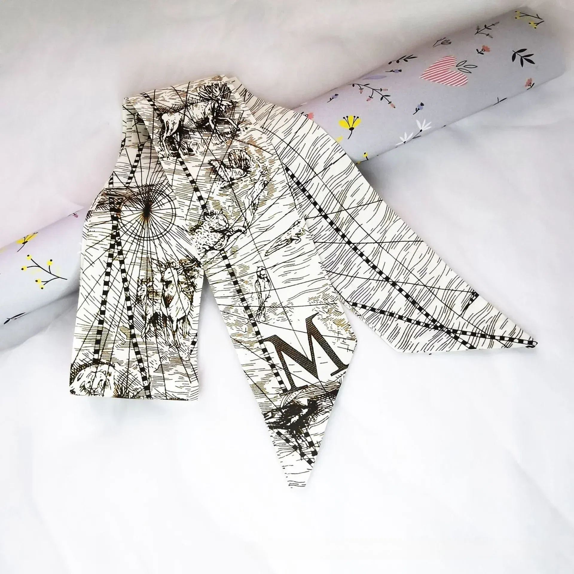Color: Red, Size: XXS - Fashion Skinny Scarf Women Luxury letter Printing Tie Bag Handle Ribbon Hair Band Women's Headscarf New Lady Design Silk Scarves