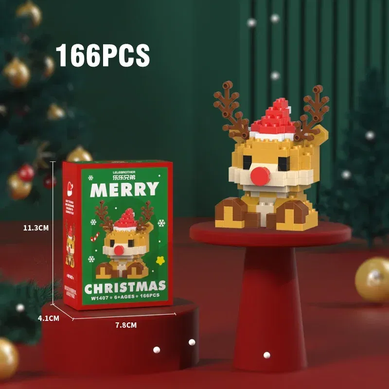 Color: Yellow - Santa Claus Building Blocks Christmas Bricks Gift Kids Toy Home Decoration Micro Particle Bricks Diy Assembly Games Xmas Gift