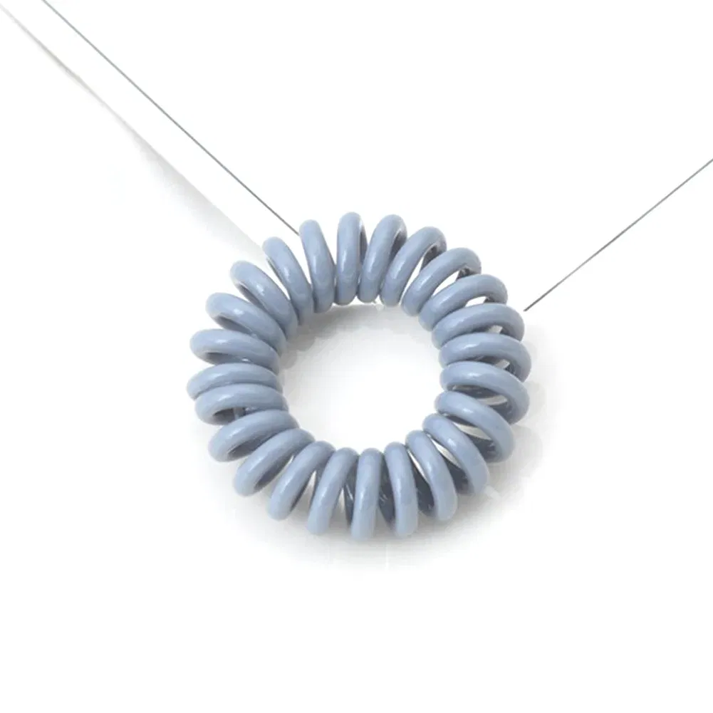 Color: Blue - High Elasticity Telephone Coil Hairbands Women Spiral Hair Ties Girl Hair Ring Rope Solid Color Hair Accessories Ponytail Holder