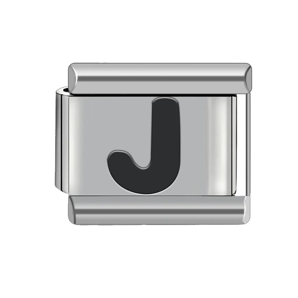 Metal Color: Antique Bronze Plated - Black 26 Letter 9mm Diy Italian Charm Stainless Steel Bracelet