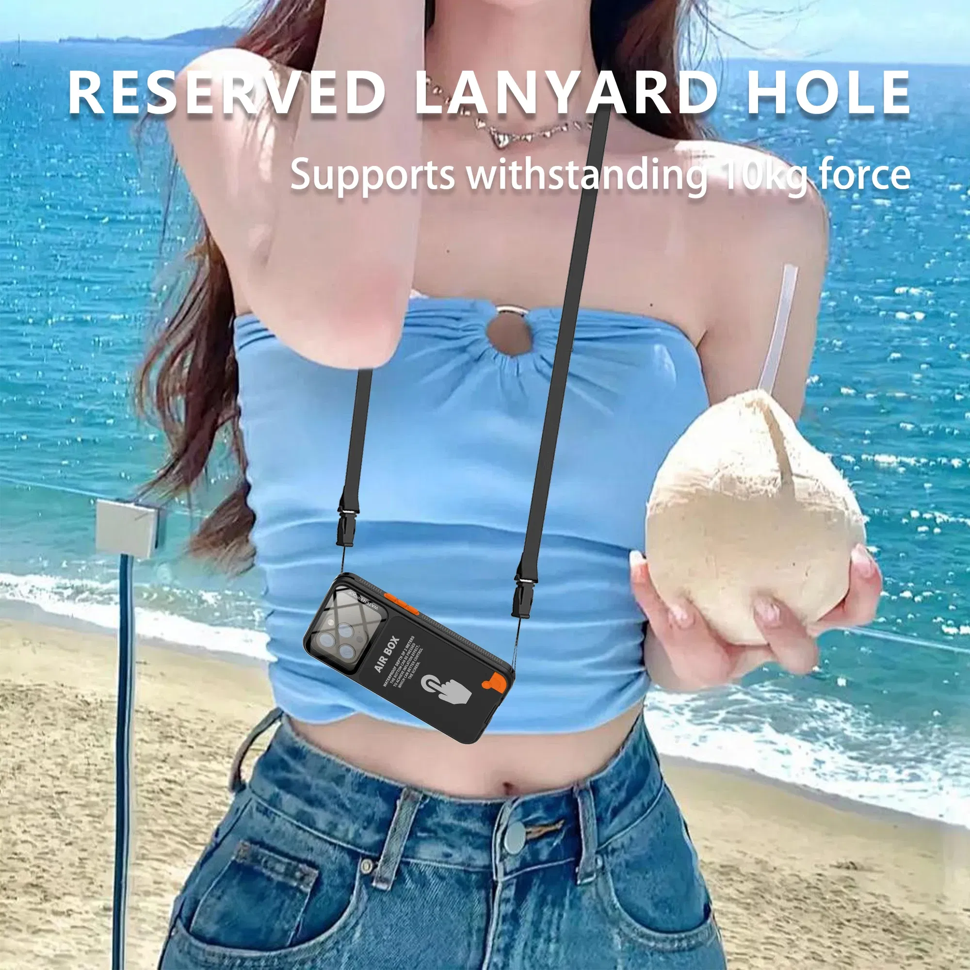 Color: Beige, Material: Microfiber - IP68 Waterproof Phone Case For iPhone 15 14 13 12 Pro Max Plus Underwater Taking Shockproof Dustproof Swimming Diving Cover
