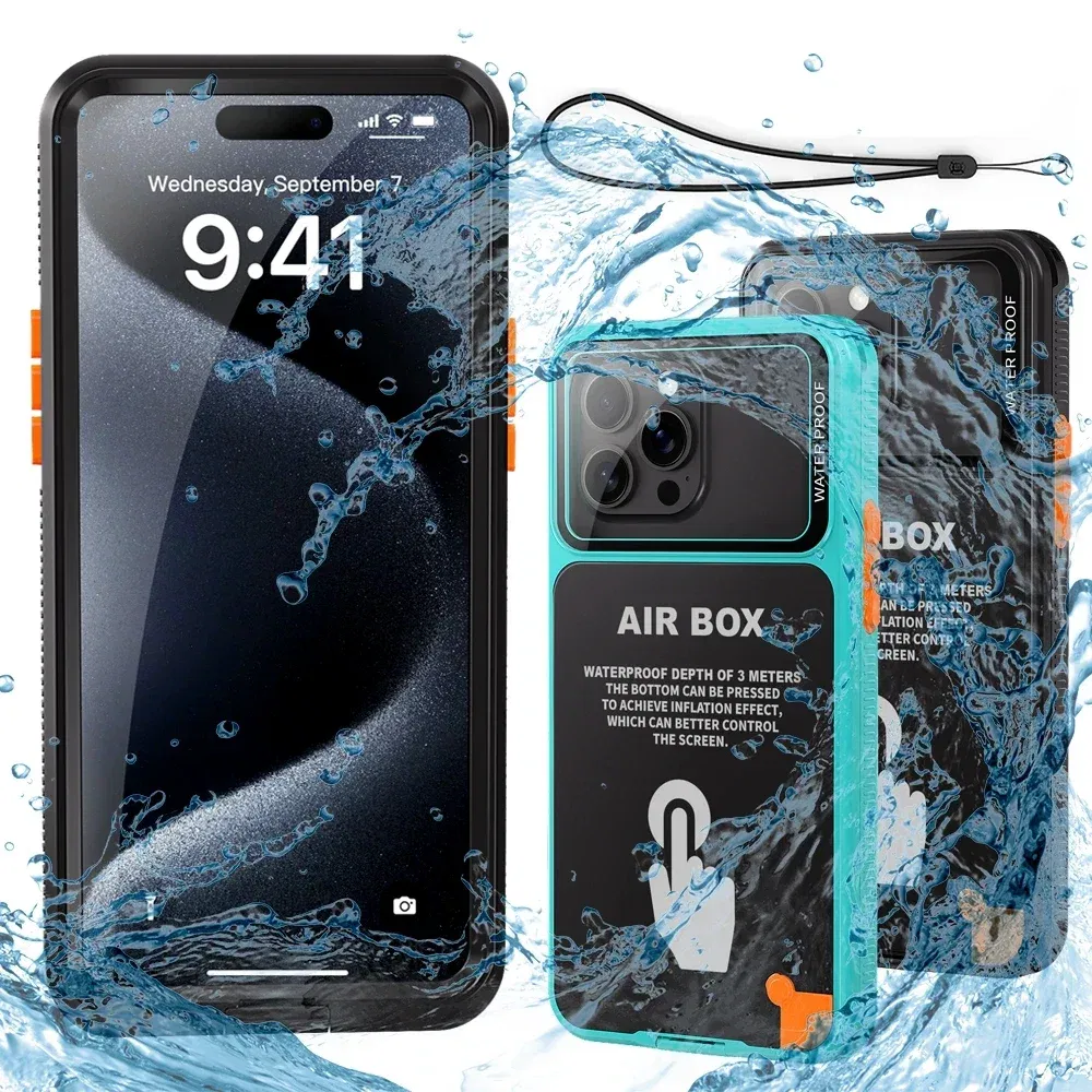 Color: Beige, Material: Microfiber - IP68 Waterproof Phone Case For iPhone 15 14 13 12 Pro Max Plus Underwater Taking Shockproof Dustproof Swimming Diving Cover