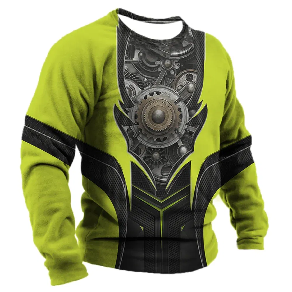 Color: Yellow, Size: XXXL - Men's T -shirt Retro T -shirt Summer clothing personalized name Mechanic mechanic 3D printing 5xl sports shirt long -sleeved