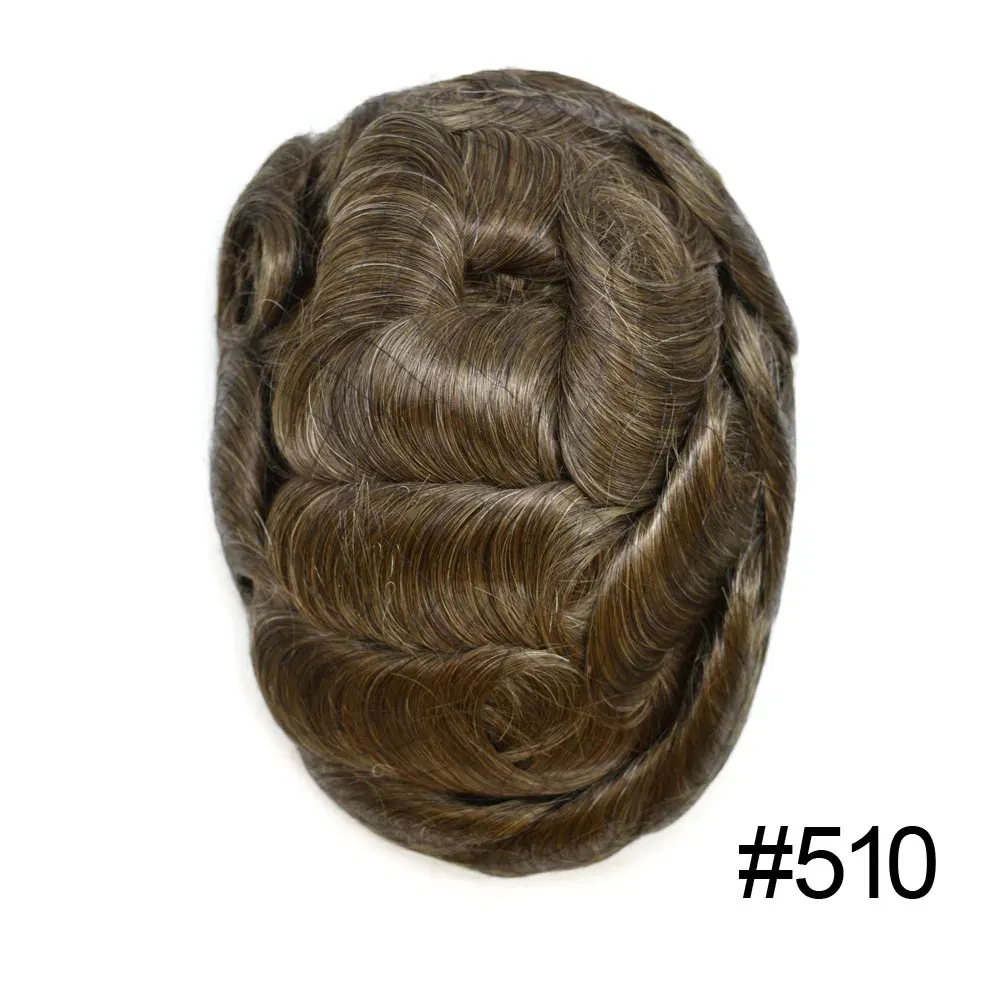 Toupee Color: 510#, Toupee Density: 90%, Length: 6 inches, Ships From: CHINA, Toupee Size: 8x10 - Men Toupee Hair Systems Ultra Thin Skin 0.06MM V-LOOP Capillary Prosthesis Invisible Hairline Real Human HairPieces Hair Units
