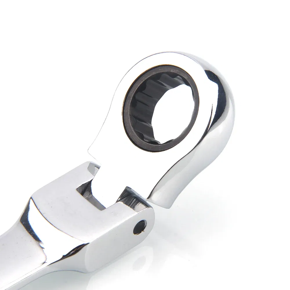 Color: Dark Red - 1pc Ratchet Wrench of Keys Spanner Hand Tool 72-Tooth Ratcheting Flexible Head Mirror Finish