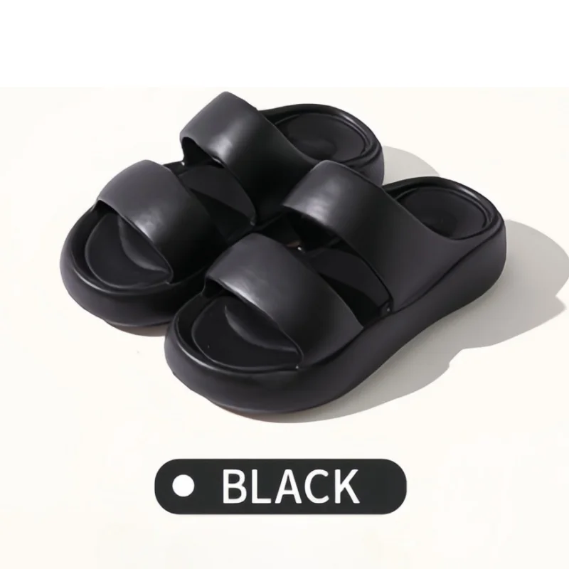 Color: black, Shoe Size: 38 - Summer Women EVA Slippers Men 2024 Bathroom Non-Slip Slides Girl Outdoor Beach Casual Sandals Couple Soft Thick Soled Flip Flops