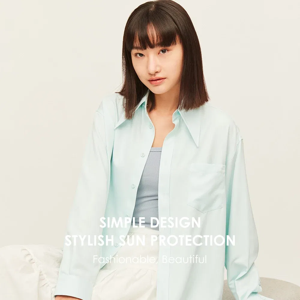 Color: Blue, Size: M - OhSunny Women Shirts Sun Protection Long Sleeve Coat UPF50+ Anti-UV Breathable Fashion Loose Blouse Outdoor Spring Summer Tops