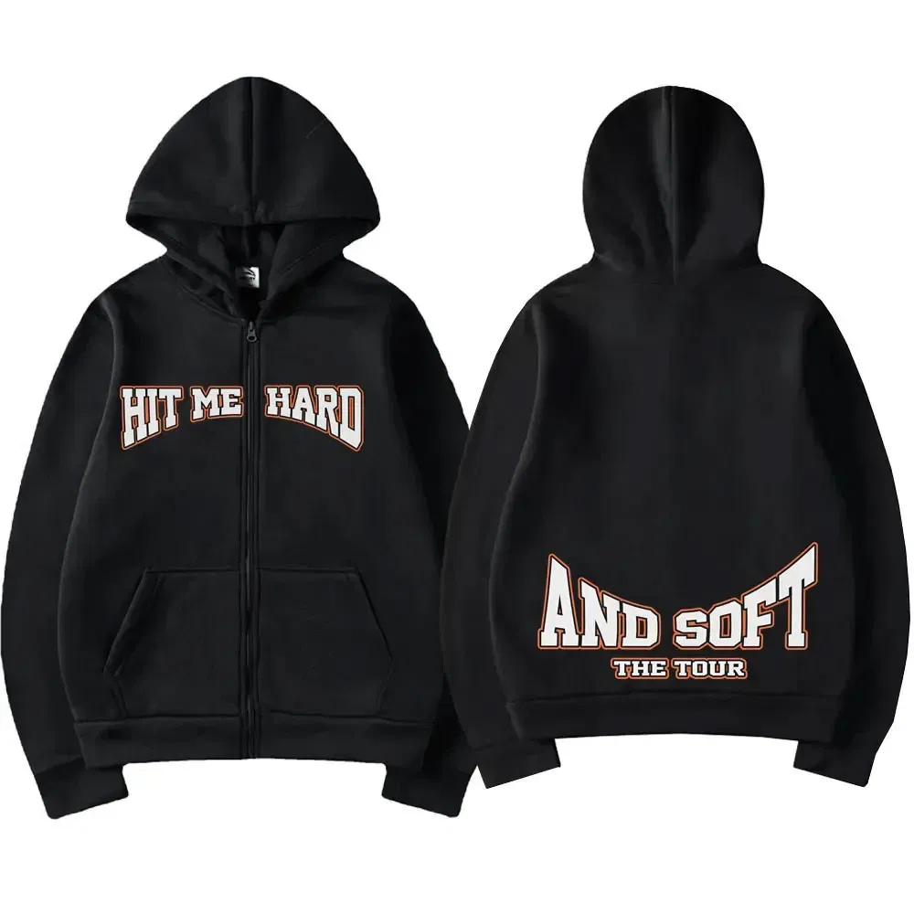 Color: Navy Blue?€ AE existing skus?‰, Size: L - Hit Me Hard and Soft 2025 Tour Zipper Hoodies Fans Gift Men Women Clothing Pullovers Fashion Hip Hop Zip Up Sweatshirts Jackets