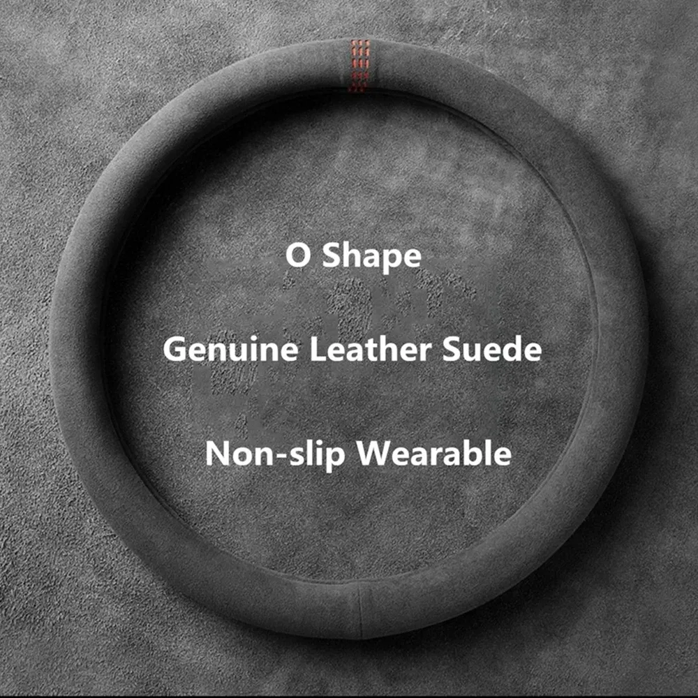 Color Name: green - 38cm Suede Leather Car Steering Wheel Cover Wear-Resistant For BMW E90 F01 F06 F10 F15 F16 F20 F21 F25 F26 F30 F32 F82 M3 G20 X5
