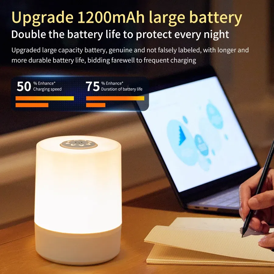 Emitting Color: BROWN - Touch Night Lamp USB LED Lamp Remote Control Switch Rechargeable Three Colors Lights Bedroom Portable Table Bedside Night Lamp