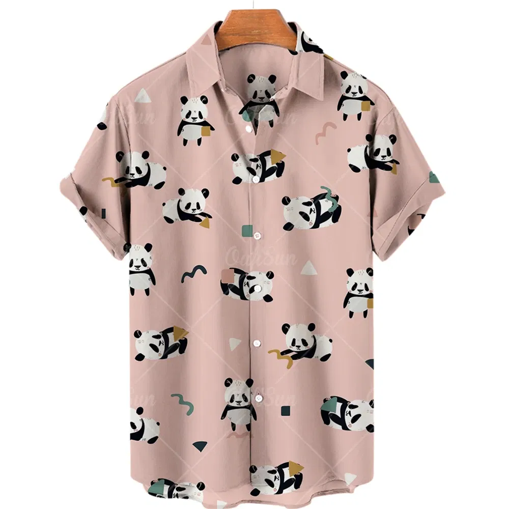 Color: GRAY, Size: M - Duck 3d Print Shirts Men Fashion Hawaiian Shirt Short Sleeve Casual Beach Shirts Boys Single-Breasted Blouse Men's Clothing