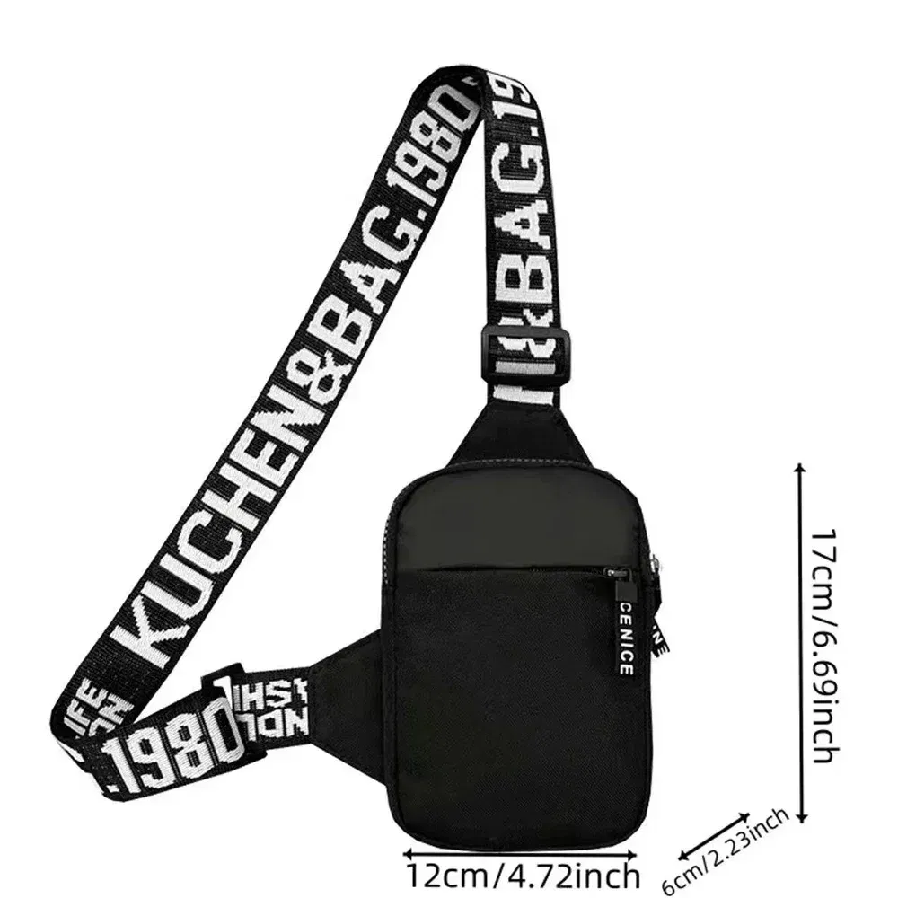 Color: Dark Grey - Sports Chest Bag Men Small Mobile Phone Messenger Bags Waist Bags Multi-Function Carry-on Bag Engrave Image Initial Name Patter