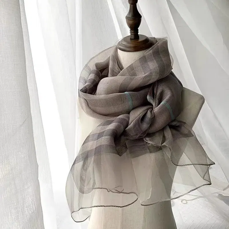 Color: light oliver - Silk&Wool Scarf For Women Four Seasons Scarf Big Size 84*190cm