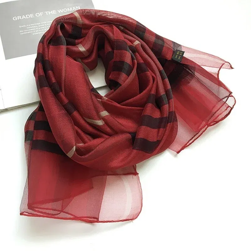 Color: light oliver - Silk&Wool Scarf For Women Four Seasons Scarf Big Size 84*190cm
