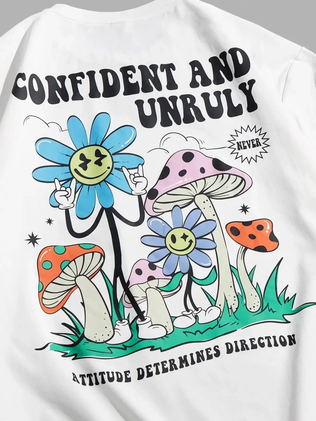 Color: Black, Size: S - Confident And Unruly Attitude Determines Direction Men T Shirt Cotton Shirt Street Loose T-Shirts Summer Breathable Short Sleeve