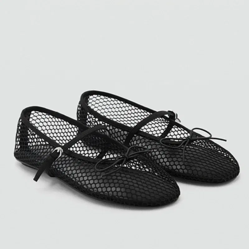 Color: Khaki, Shoe Size: 39, Ships From: CHINA - Mesh Summer Ballet Flats Shoes Women Buckle Strap Breathable 2025 New Flats Shoes Ladies Black Mary Janes Footwear Loafers