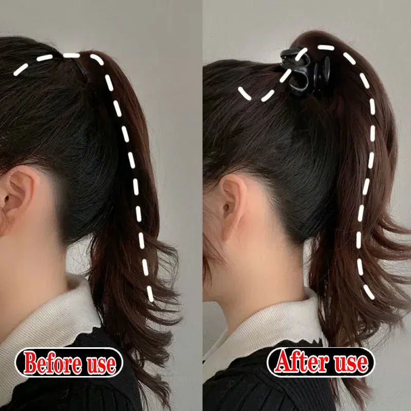 Color: Blue - Korean Fashion Ponytail Hair Claw Clip Black Acrylic Small Hair Claws Women Girls shark Clips Headwear Barrette Hair Accessories