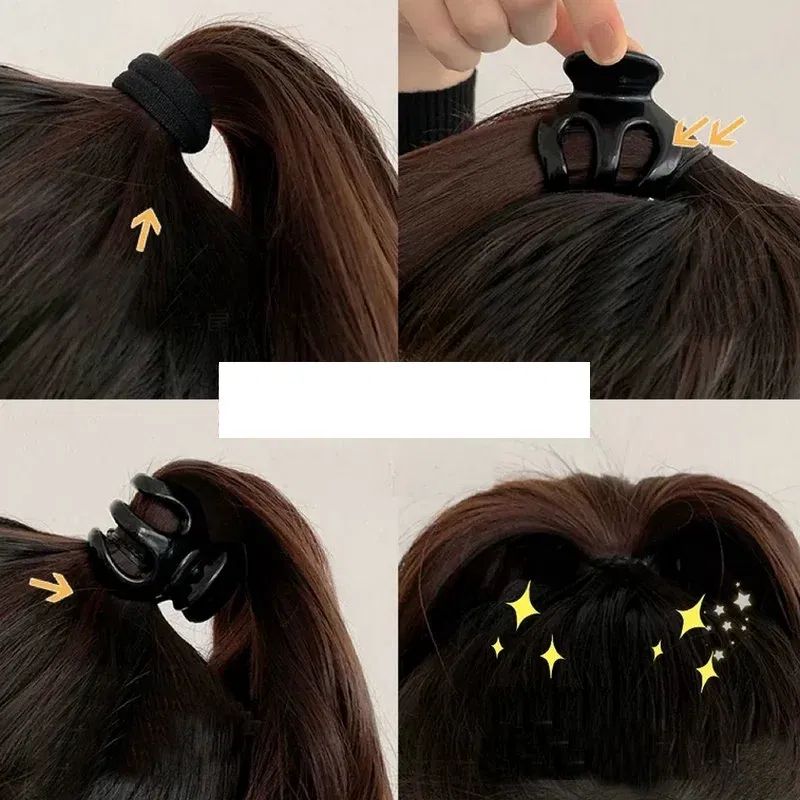 Color: Blue - Korean Fashion Ponytail Hair Claw Clip Black Acrylic Small Hair Claws Women Girls shark Clips Headwear Barrette Hair Accessories