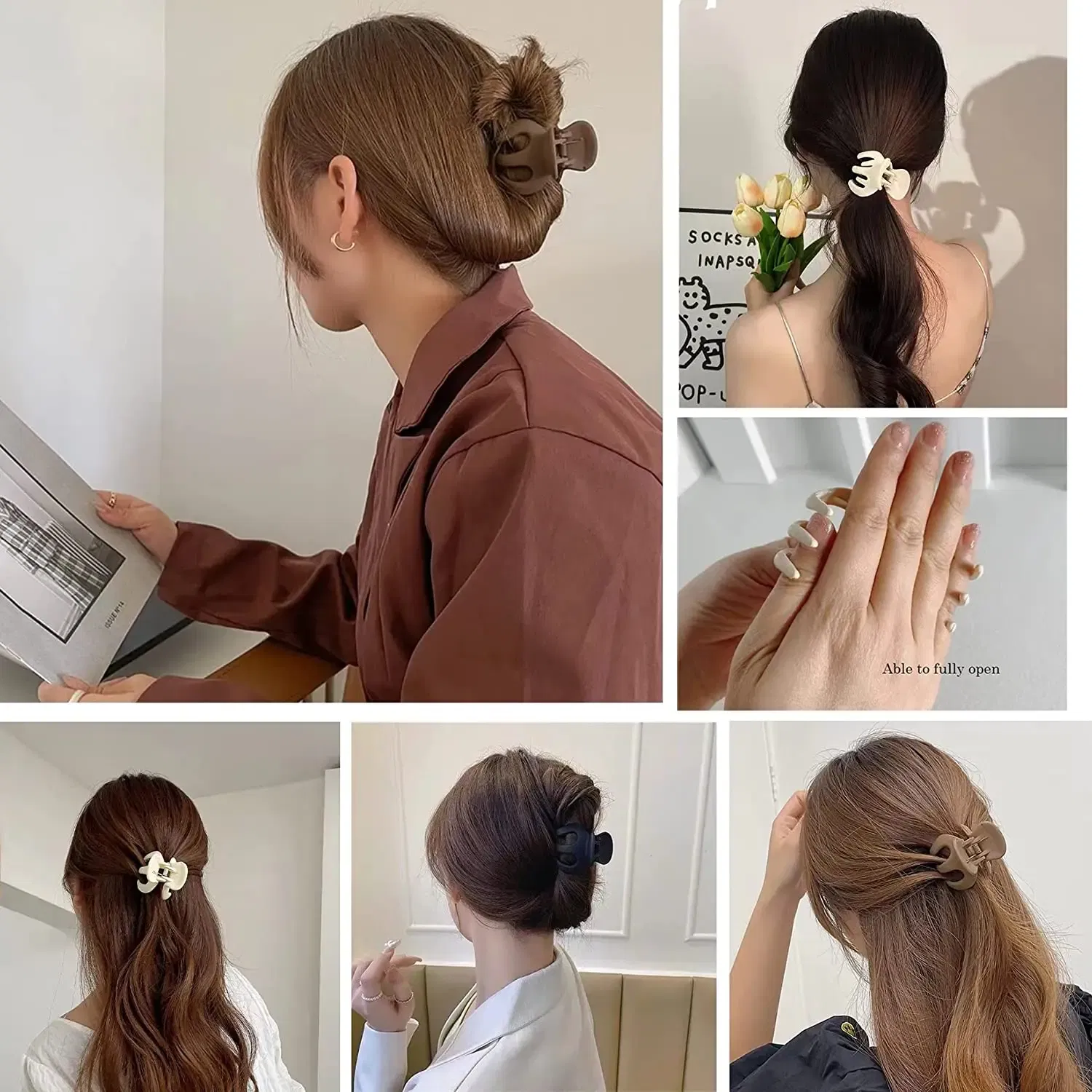 Color: Blue - Korean Fashion Ponytail Hair Claw Clip Black Acrylic Small Hair Claws Women Girls shark Clips Headwear Barrette Hair Accessories